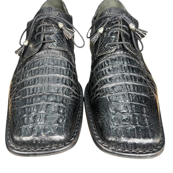 Vintage Slick Exotica Men’s Black Crocodile Leather Lace Up Oxford Size US 10 main image 9